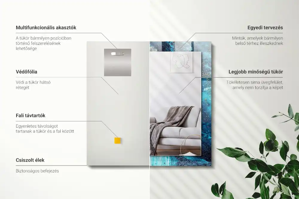 Tiskano pravokotne ogledalo Abstraktna modra umetnost