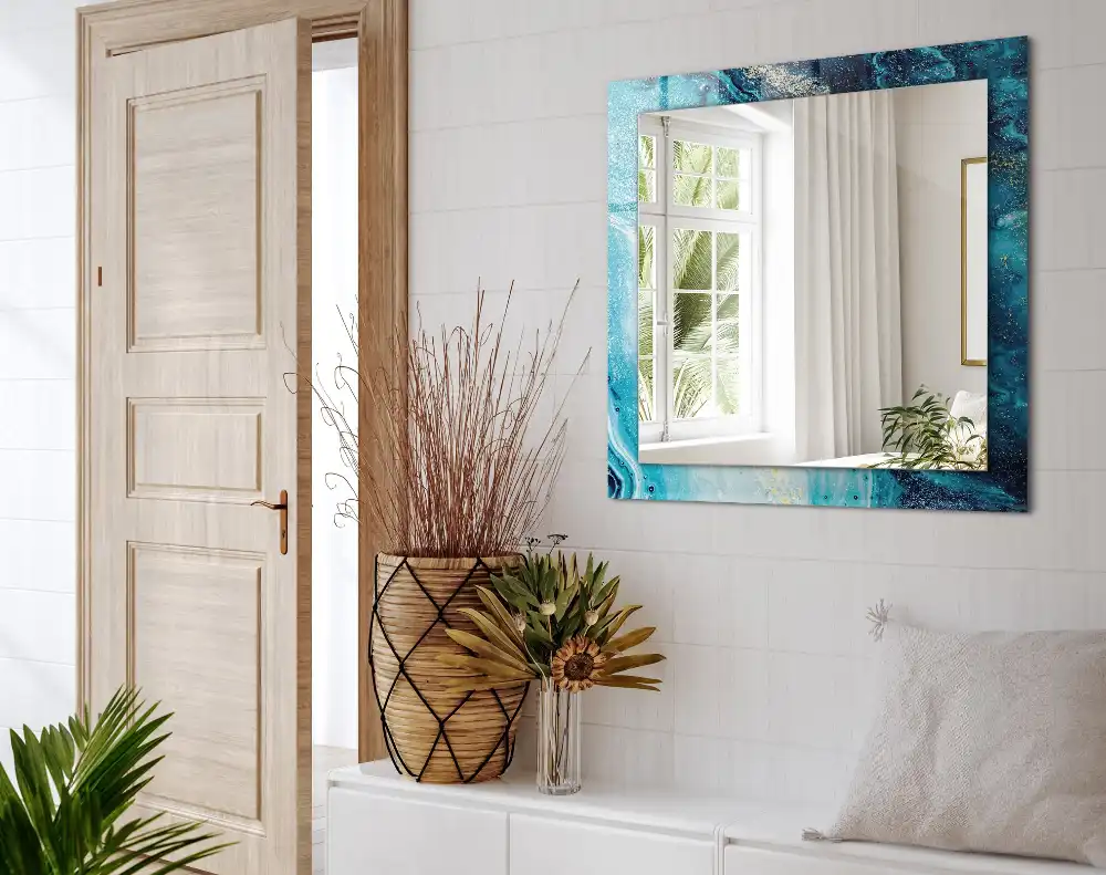 Tiskano pravokotne ogledalo Abstraktna modra umetnost