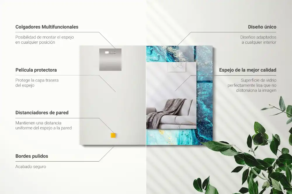 Tiskano pravokotne ogledalo Abstraktna modra umetnost