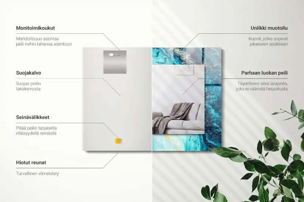 Tiskano pravokotne ogledalo Abstraktna modra umetnost