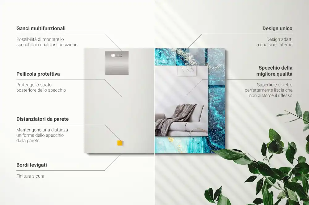 Tiskano pravokotne ogledalo Abstraktna modra umetnost