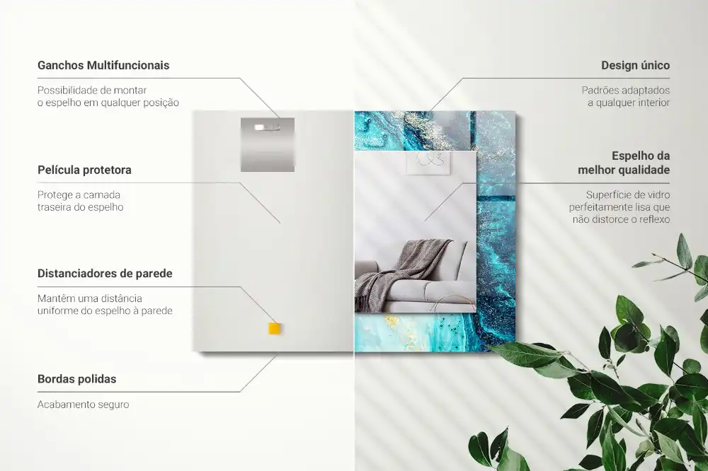 Tiskano pravokotne ogledalo Abstraktna modra umetnost