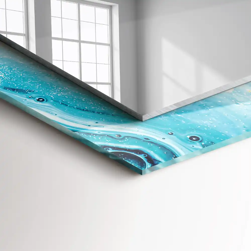 Tiskano pravokotne ogledalo Abstraktna modra umetnost