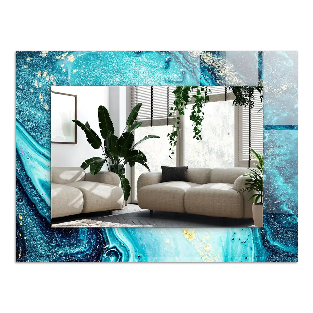 Tiskano pravokotne ogledalo Abstraktna modra umetnost