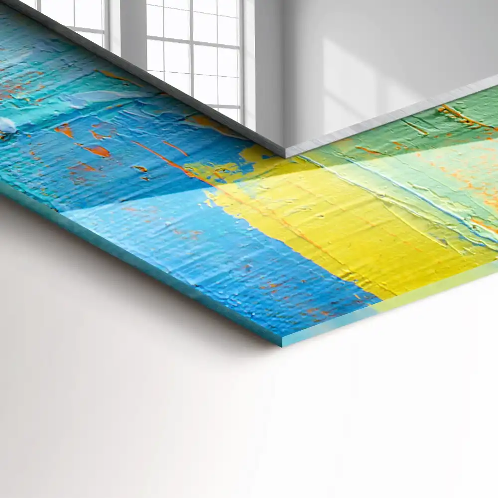 Pravokotne ogledalo s potiskanim okvirjem Abstraktna oljna slika