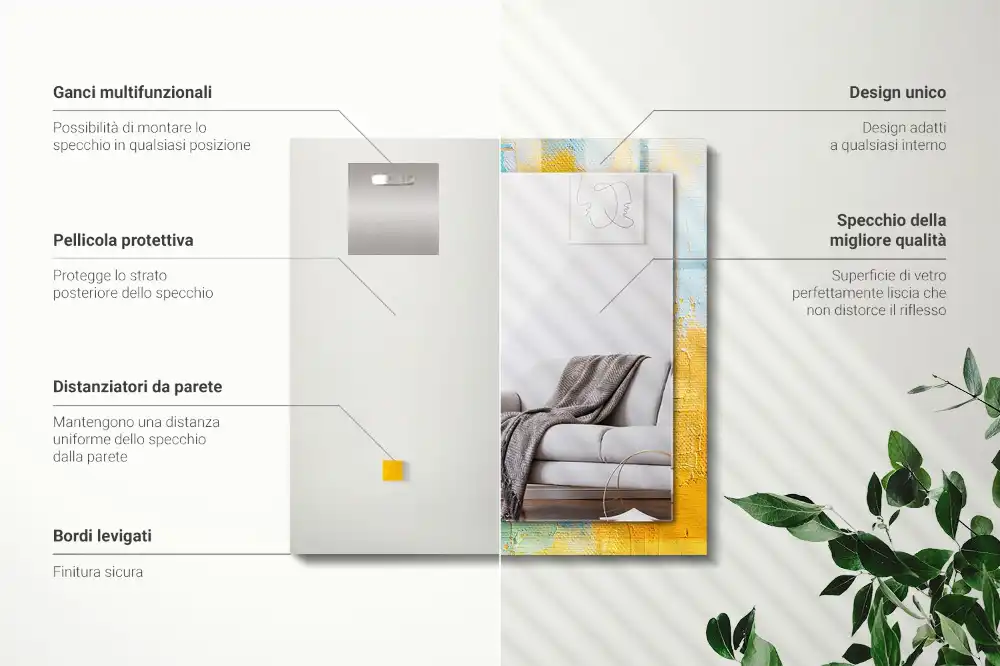 Pravokotne ogledalo s potiskanim okvirjem Abstraktna oljna slika