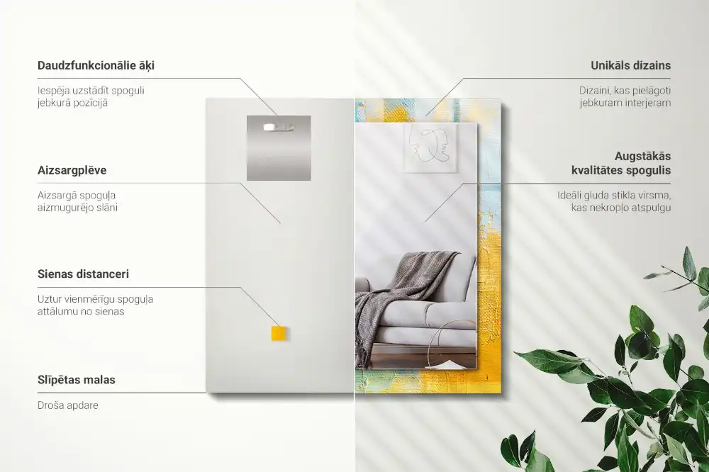 Pravokotne ogledalo s potiskanim okvirjem Abstraktna oljna slika