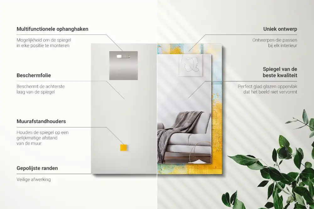 Pravokotne ogledalo s potiskanim okvirjem Abstraktna oljna slika