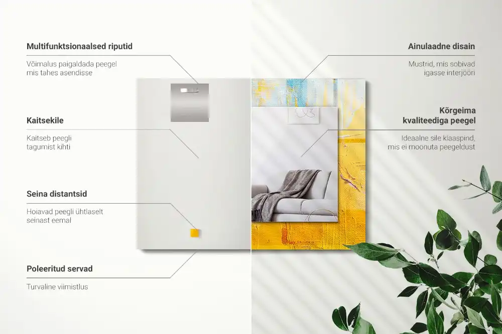 Pravokotne ogledalo s potiskanim okvirjem Abstraktna oljna slika