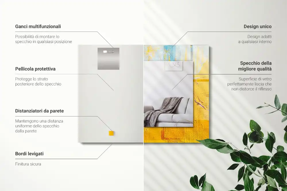 Pravokotne ogledalo s potiskanim okvirjem Abstraktna oljna slika