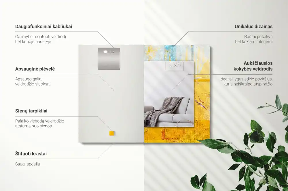 Pravokotne ogledalo s potiskanim okvirjem Abstraktna oljna slika