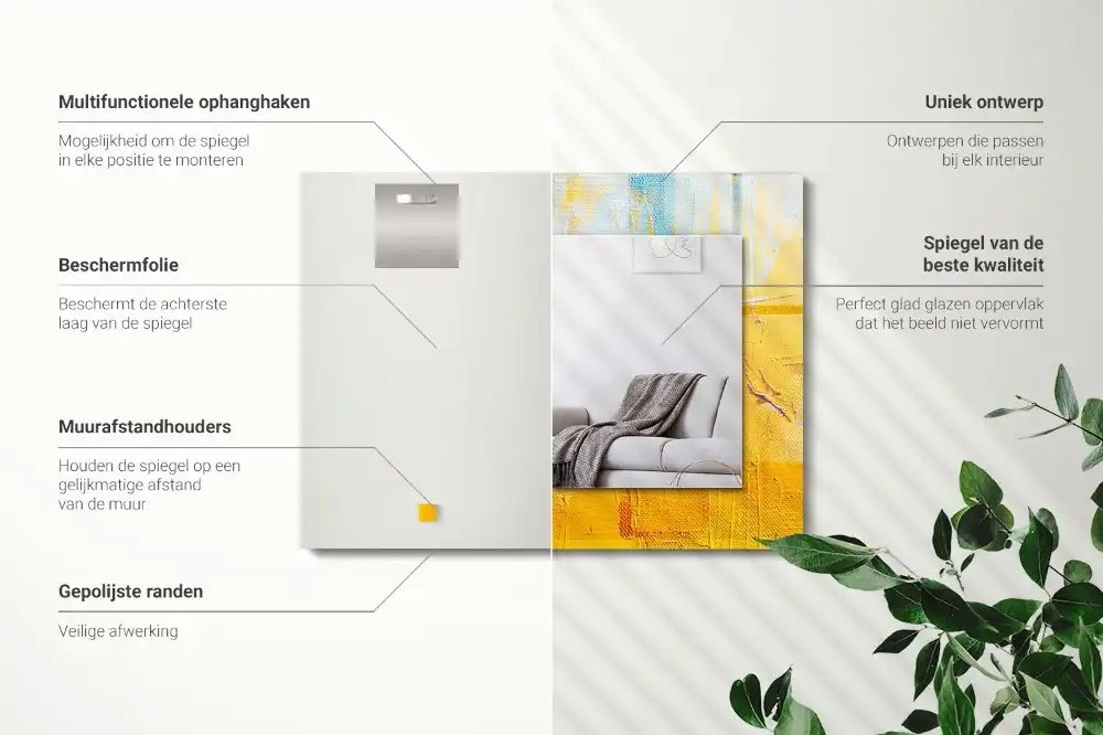 Pravokotne ogledalo s potiskanim okvirjem Abstraktna oljna slika