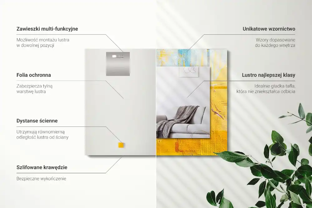 Pravokotne ogledalo s potiskanim okvirjem Abstraktna oljna slika