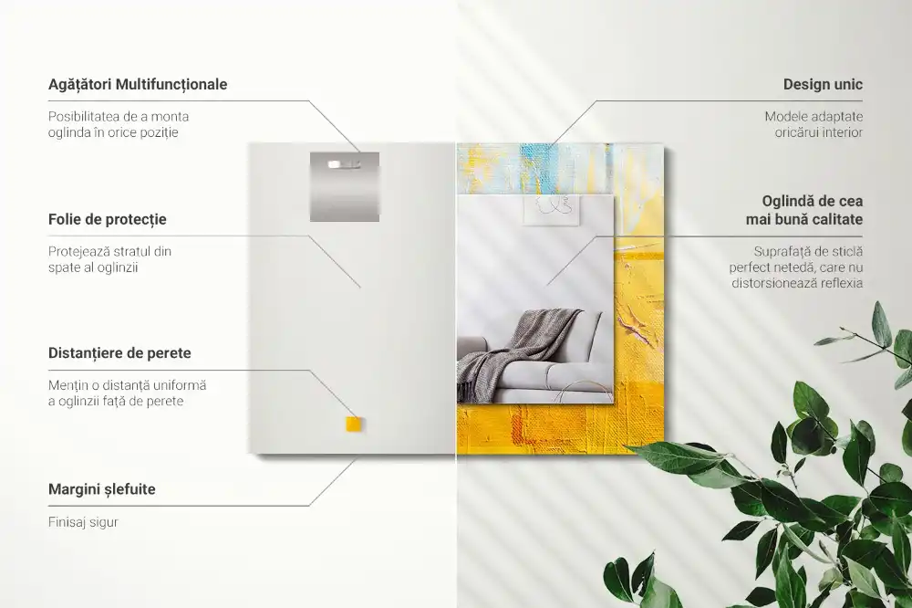 Pravokotne ogledalo s potiskanim okvirjem Abstraktna oljna slika