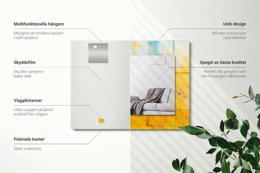 Pravokotne ogledalo s potiskanim okvirjem Abstraktna oljna slika