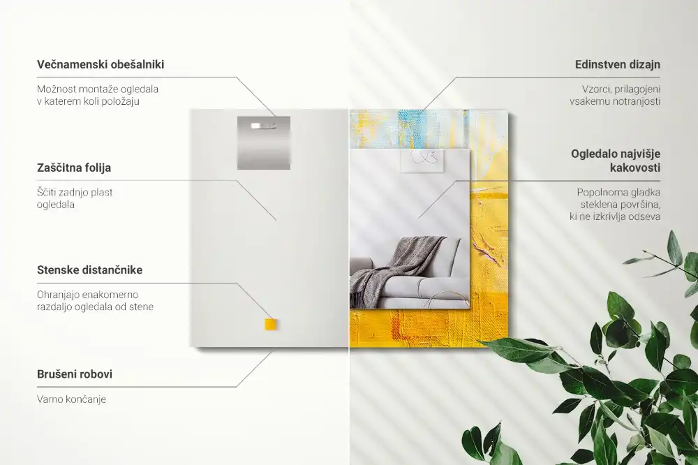 Pravokotne ogledalo s potiskanim okvirjem Abstraktna oljna slika