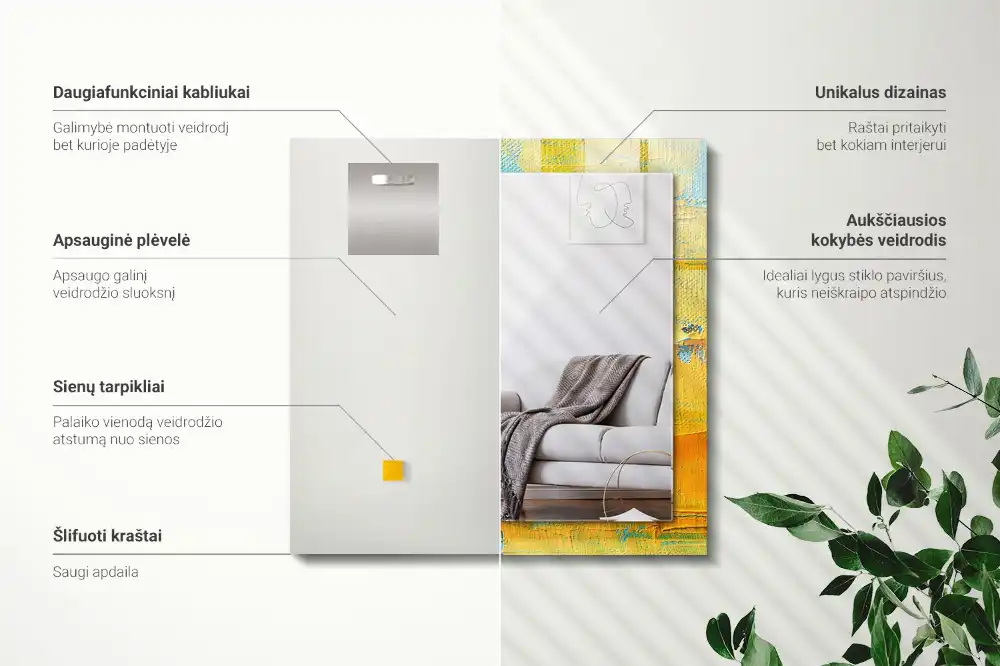 Pravokotne okrasno ogledalo Abstraktna oljna slika