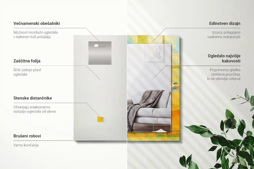 Pravokotne okrasno ogledalo Abstraktna oljna slika