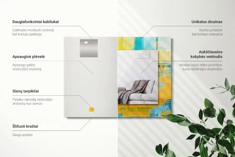 Pravokotne okrasno ogledalo Abstraktna oljna slika