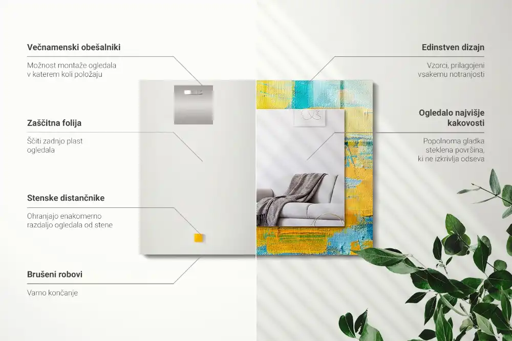 Pravokotne okrasno ogledalo Abstraktna oljna slika