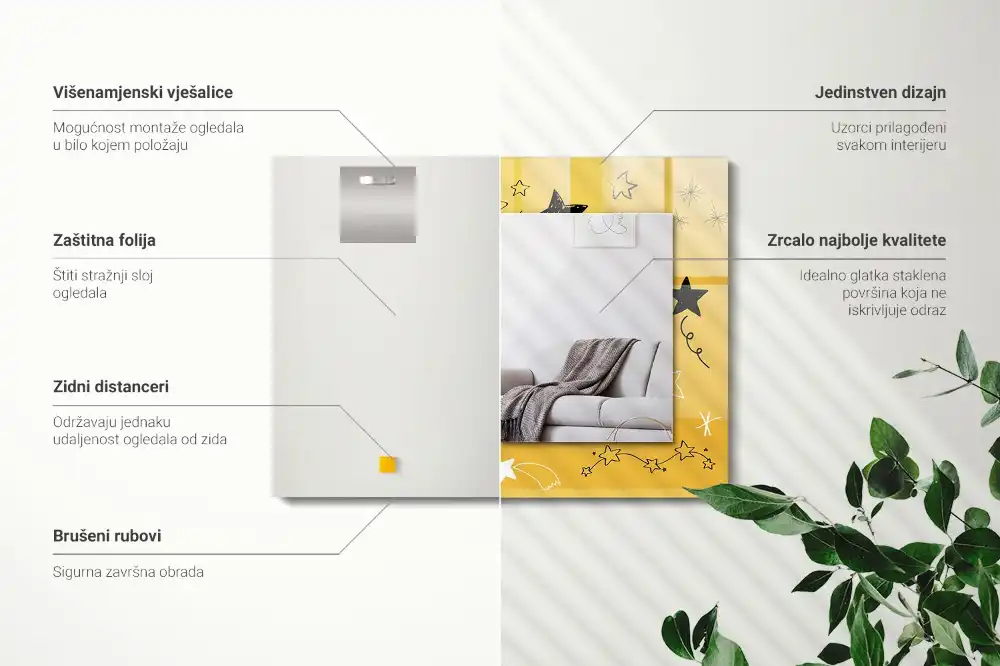 Tiskano pravokotne ogledalo Risbe različnih zvezd