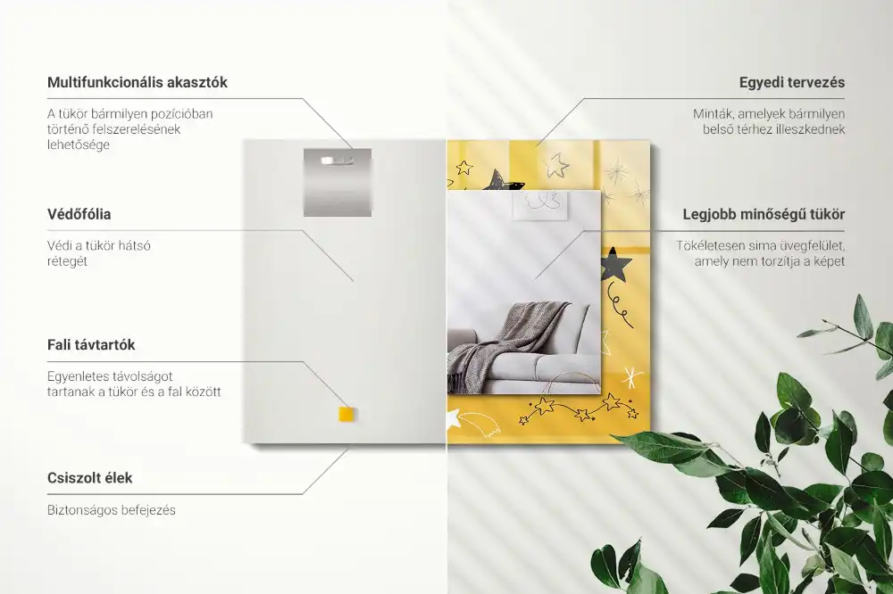 Tiskano pravokotne ogledalo Risbe različnih zvezd