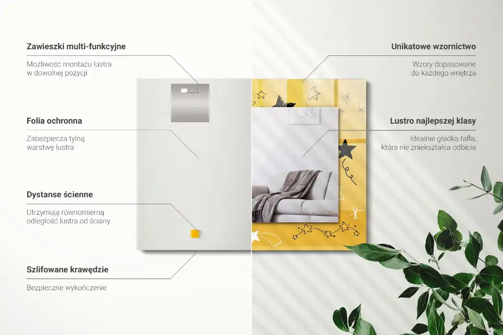 Tiskano pravokotne ogledalo Risbe različnih zvezd