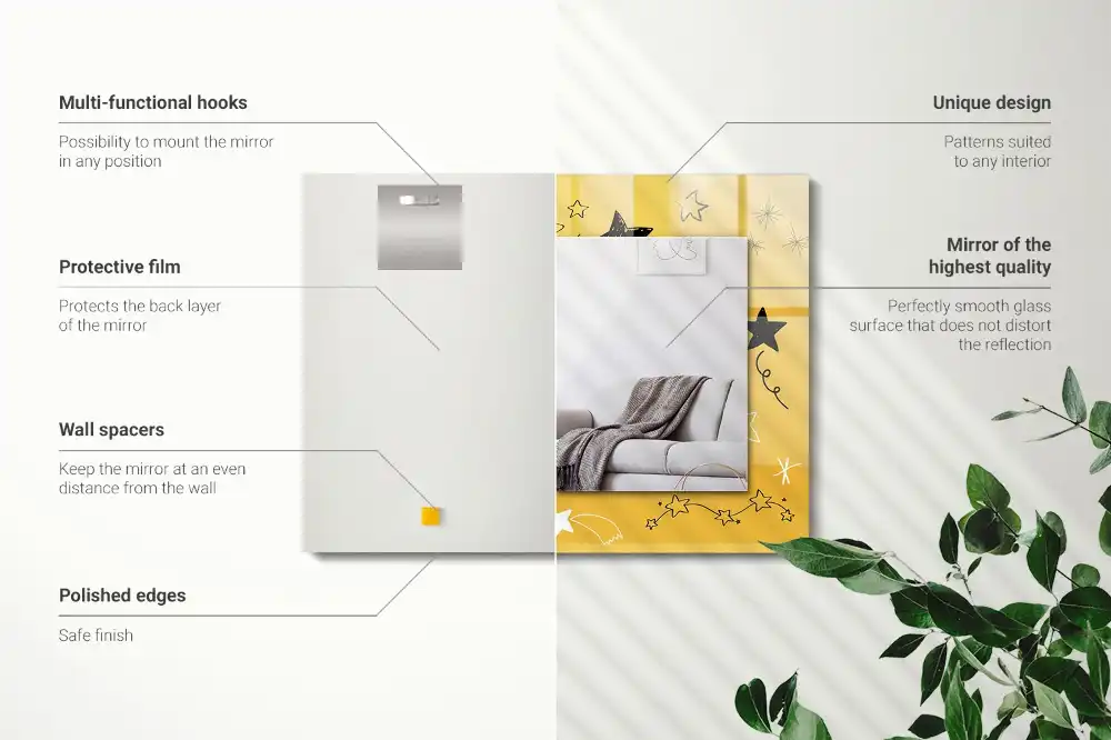 Tiskano pravokotne ogledalo Risbe različnih zvezd