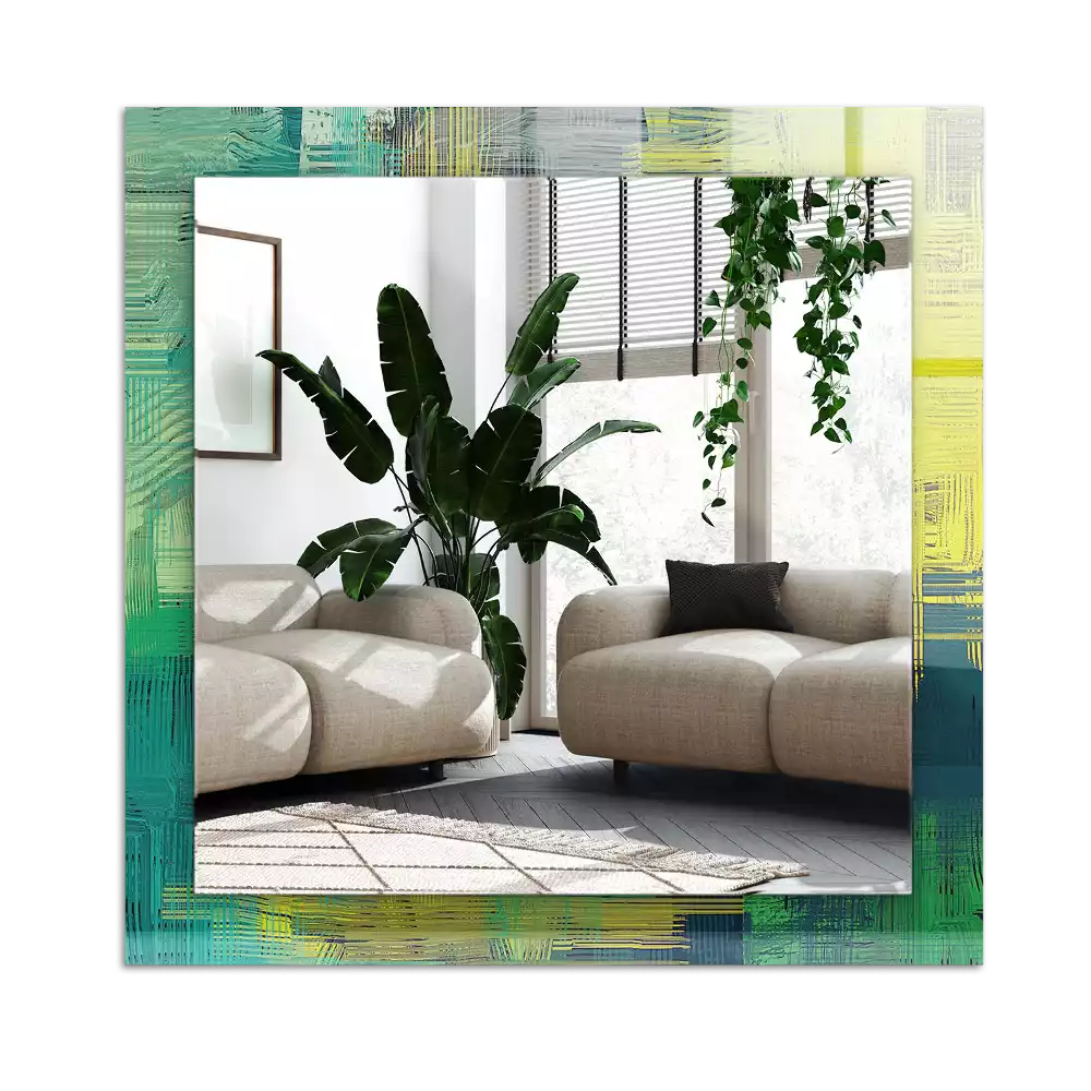 Pravokotne ogledalo s potiskanim okvirjem Abstraktna barvna kompozicija