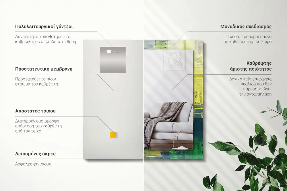 Pravokotne ogledalo s potiskanim okvirjem Abstraktna barvna kompozicija