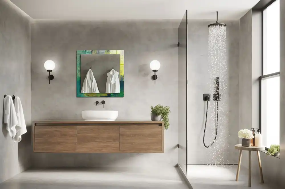 Pravokotne ogledalo s potiskanim okvirjem Abstraktna barvna kompozicija