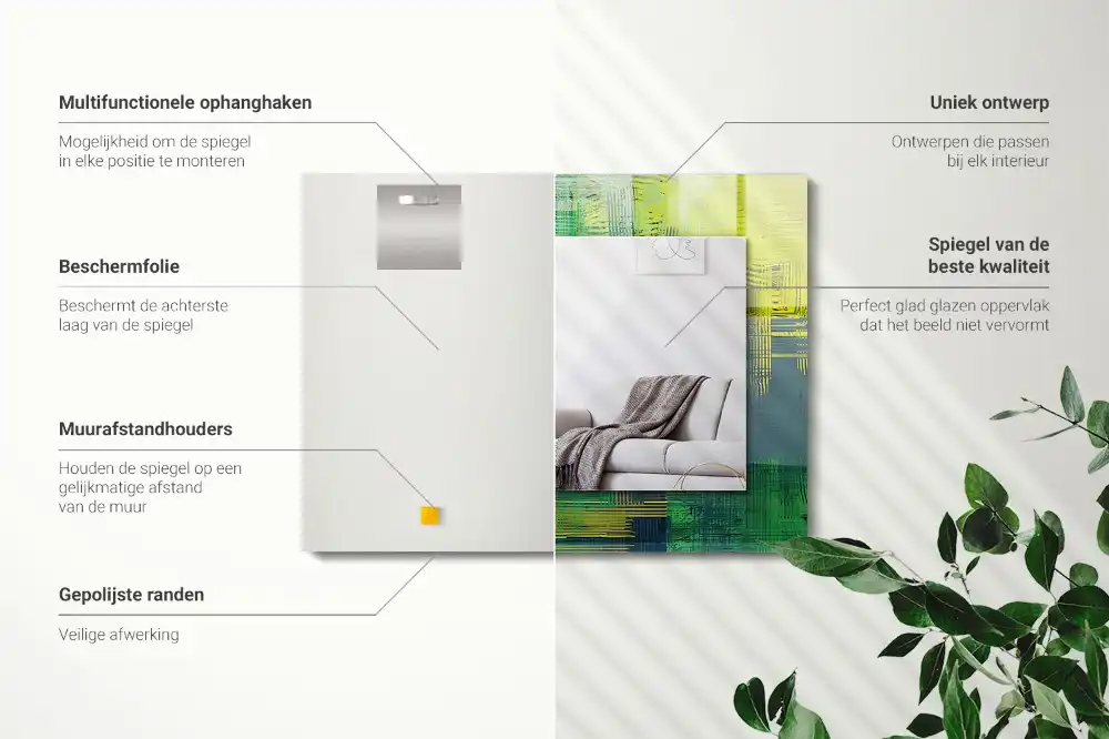 Pravokotne ogledalo s potiskanim okvirjem Abstraktna barvna kompozicija