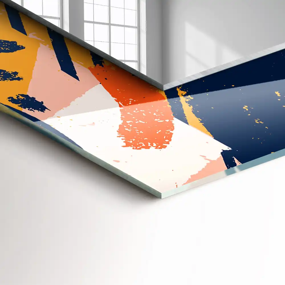 Pravokotne okrasno ogledalo Abstraktna barvita grafika