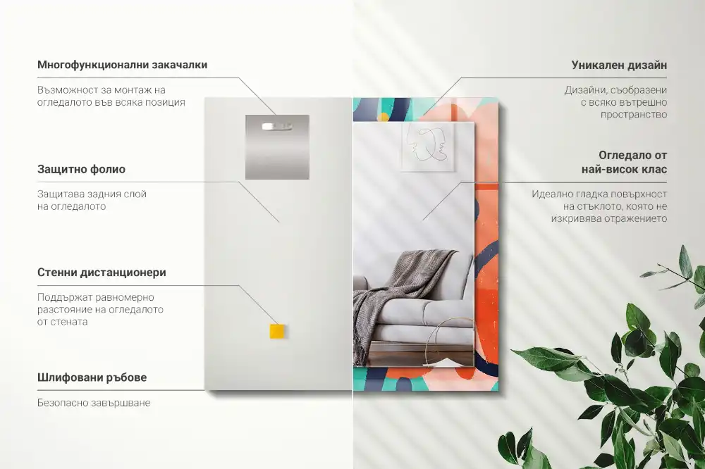 Pravokotne okrasno ogledalo Abstraktna barvita grafika