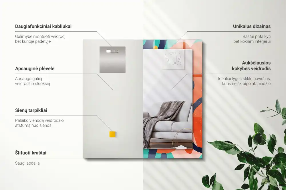 Pravokotne okrasno ogledalo Abstraktna barvita grafika