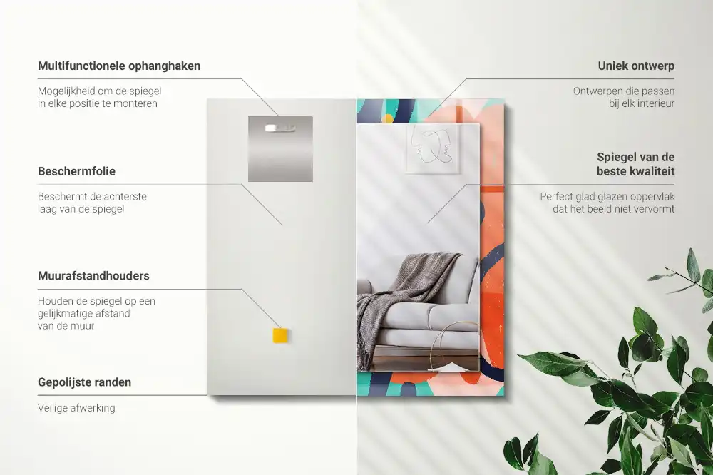 Pravokotne okrasno ogledalo Abstraktna barvita grafika