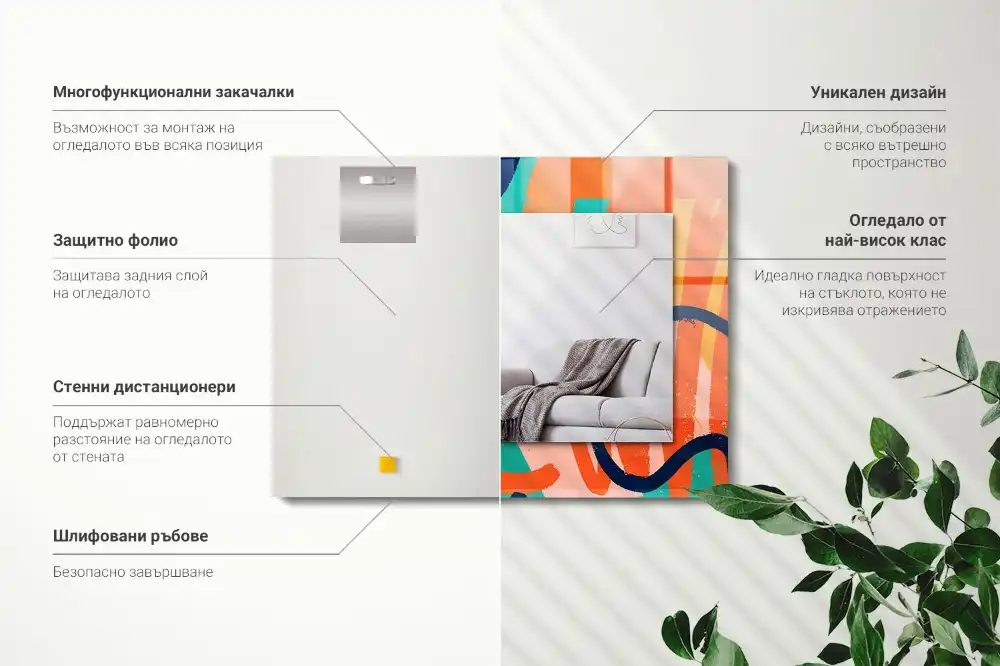 Pravokotne okrasno ogledalo Abstraktna barvita grafika