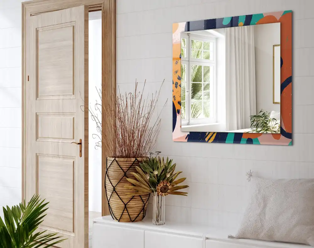 Pravokotne okrasno ogledalo Abstraktna barvita grafika