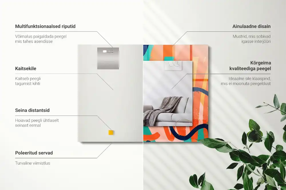 Pravokotne okrasno ogledalo Abstraktna barvita grafika