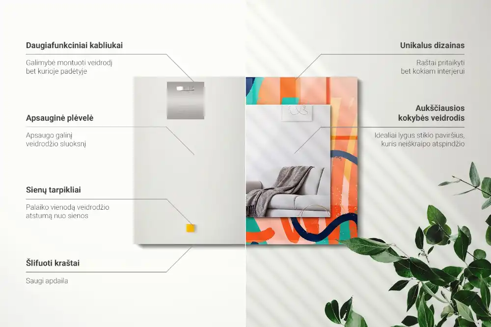 Pravokotne okrasno ogledalo Abstraktna barvita grafika