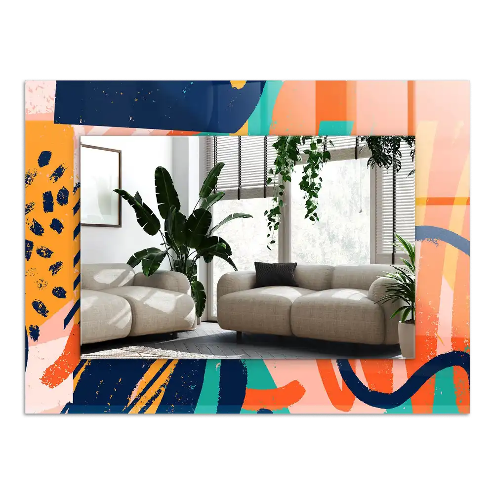 Pravokotne okrasno ogledalo Abstraktna barvita grafika