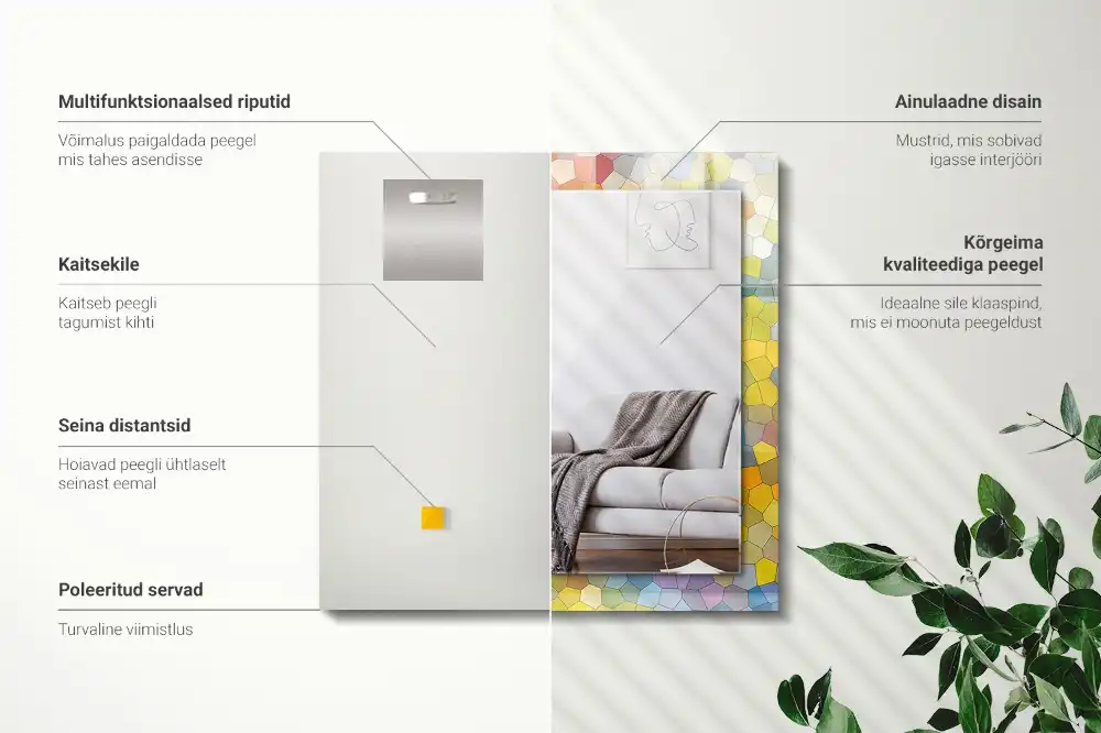 Tiskano pravokotne ogledalo Barvit abstraktni mozaik