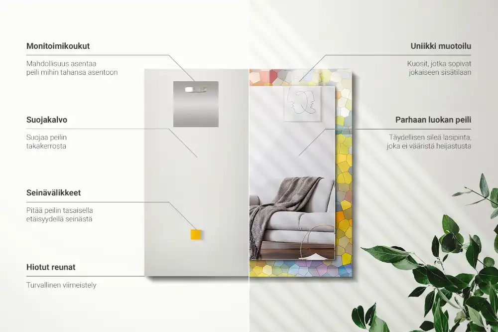 Tiskano pravokotne ogledalo Barvit abstraktni mozaik