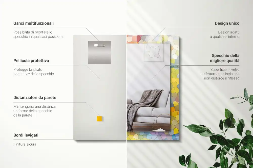 Tiskano pravokotne ogledalo Barvit abstraktni mozaik