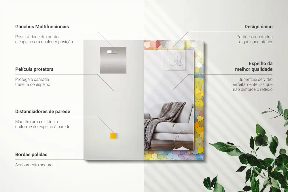 Tiskano pravokotne ogledalo Barvit abstraktni mozaik