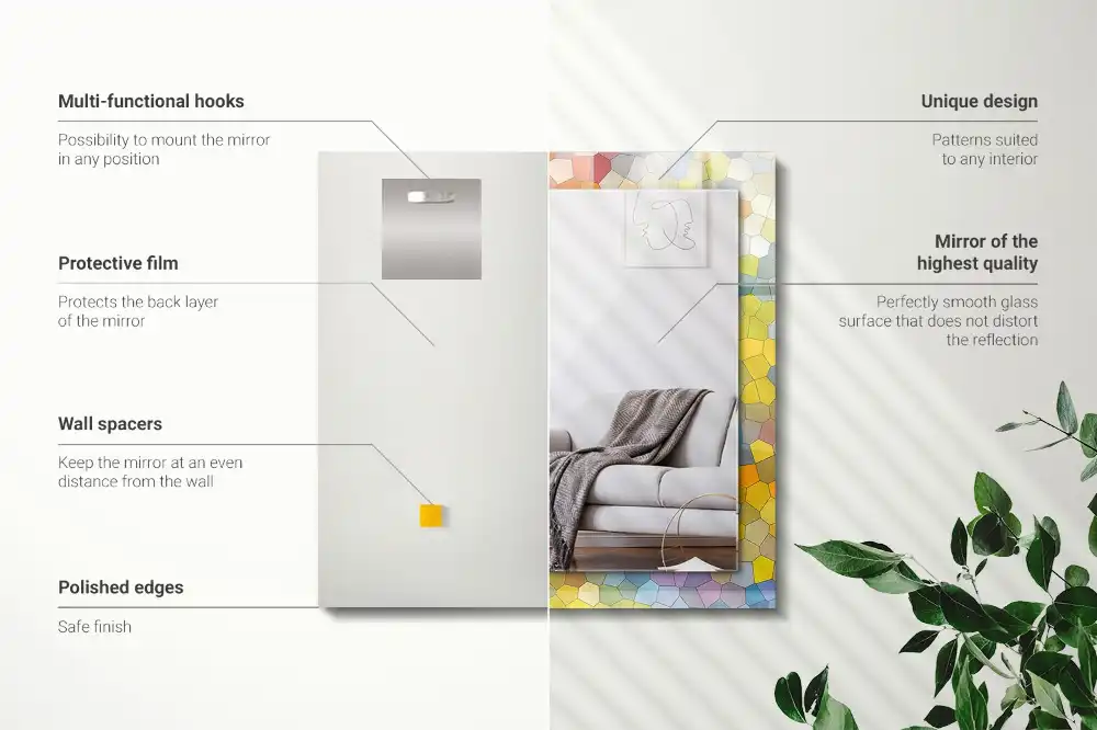 Tiskano pravokotne ogledalo Barvit abstraktni mozaik