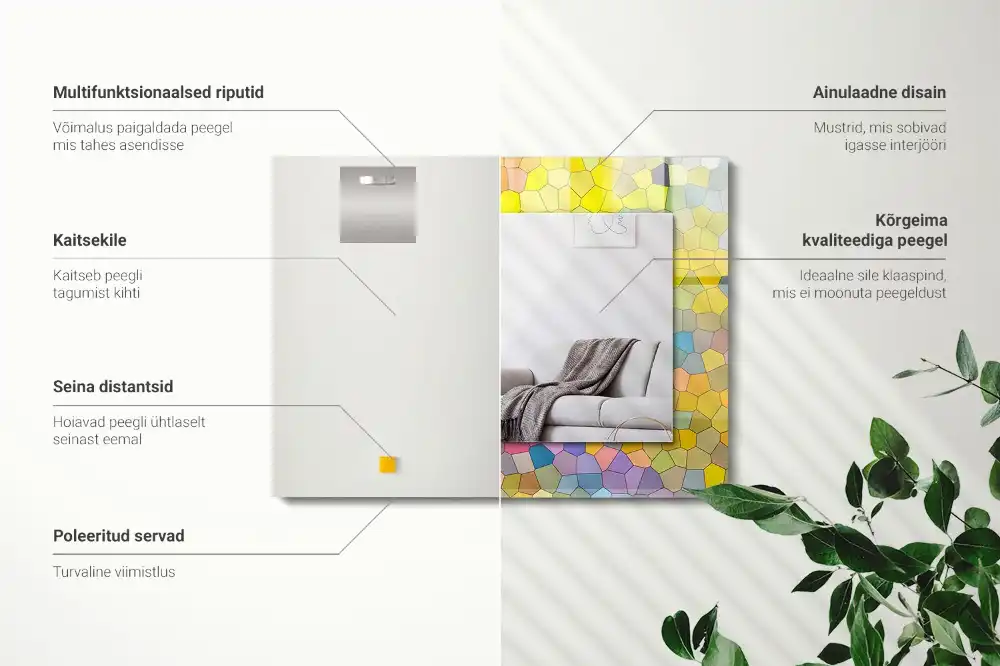 Tiskano pravokotne ogledalo Barvit abstraktni mozaik