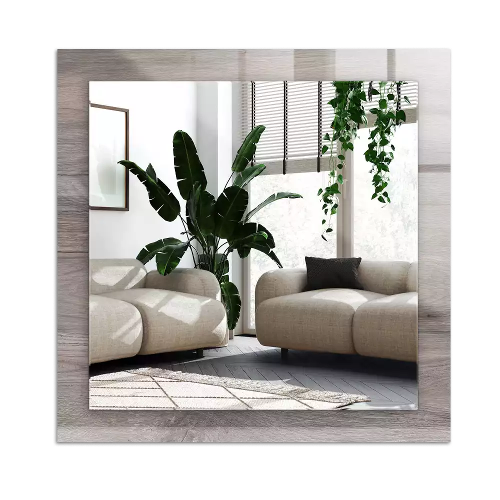 Pravokotne ogledalo s potiskanim okvirjem Tekstura lesene deske