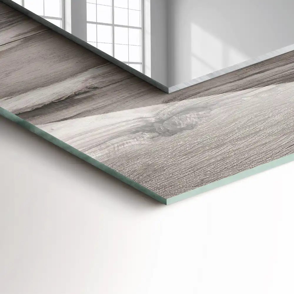 Pravokotne ogledalo s potiskanim okvirjem Tekstura lesene deske