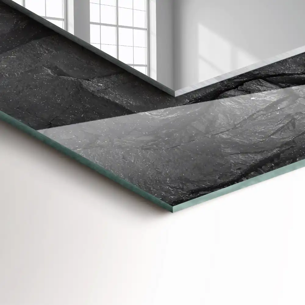 Pravokotne okrasno ogledalo Razpoke v črnih skalah